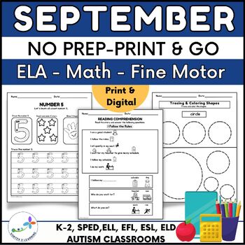 Preview of September Morning Work: Back To School - ELA, Math and Fine Motor Activities