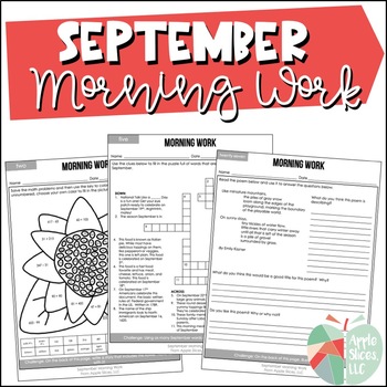Preview of September Morning Work | For Upper Elementary | ELA and Math Review