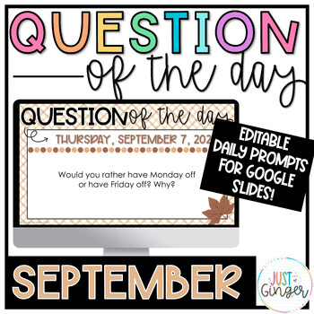 Preview of September Morning Work - Question of the Day - September Journal Prompts