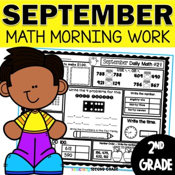 Preview of September Morning Work - for 2nd Grade Daily Math Worksheets Math Spiral Review