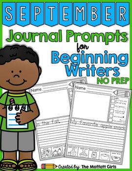 Preview of September NO PREP Journal Prompts for Beginning Writers