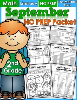 Preview of September NO PREP Math and Literacy (2nd Grade)