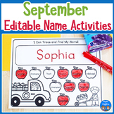 September Name Practice Worksheets and Activities