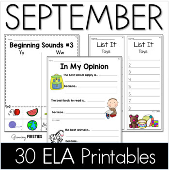 Preview of September No Prep Morning Work ELA - First Grade Back to School ELA Printables