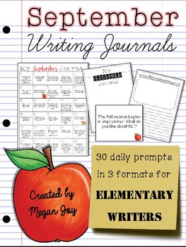 September Writing Journal / Prompts by Megan Joy | TpT