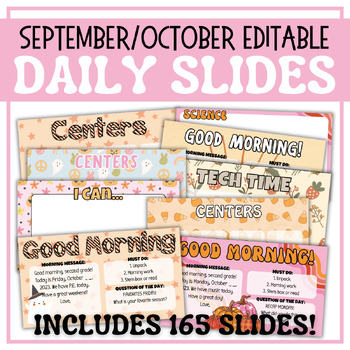 Preview of September/October Editable Daily & Morning Slides | Fall Halloween Groovy Ghost