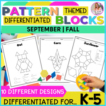 Preview of September Pattern Blocks | Math Puzzles For Math Centers | 2D Shape Mats