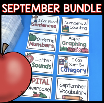 Preview of September Math and Literacy Centers BUNDLE Spanish Phonics Centers APPLES