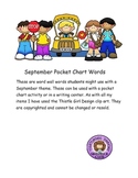 September Pocket Chart Words