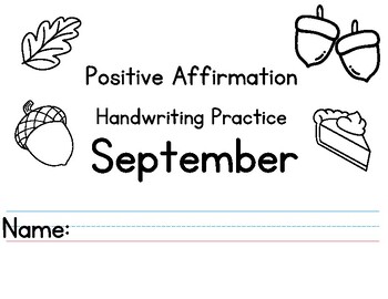 Preview of September Positive Affirmation Handwriting Practice