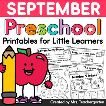 Preview of September Preschool Printables - Apple/Fall Themed