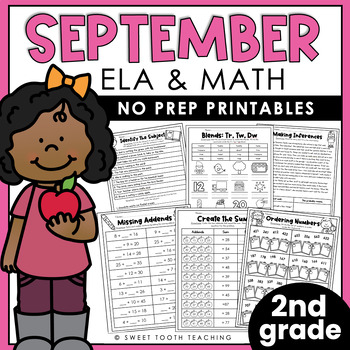 Preview of September Printables | Second Grade Review Worksheets | Grammar, Reading & Math