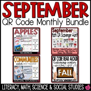 Preview of September QR Codes | Language Arts, Math, Science, and Social Studies