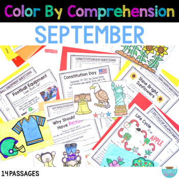 Preview of September Reading Comprehension Nonfiction Passages Color By Comprehension
