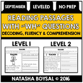 September Reading Comprehension Passages with "WH" Questio