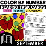 September Reading Comprehension Task Cards - Color by Numb