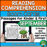 September Reading Comprehension for Kinder and First BOOM CARDS™