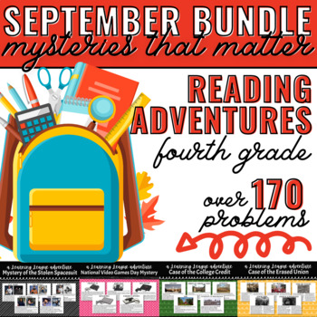 Preview of 4th Grade September Learning League Adventures- READING BUNDLE
