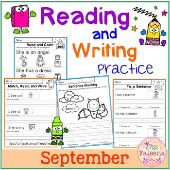 September Reading and Writing Practice by Miss Faleena | TpT