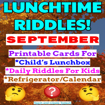 Preview of September Fall Riddle Cards Printable Lunch Box Notes  3rd 4th 5th grade