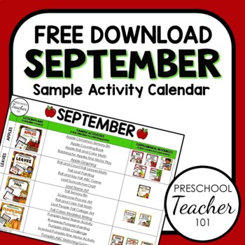 Preview of September Sample Activity Calendar for PreK and K