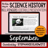 September Science History Bell Ringers | Editable Presentation