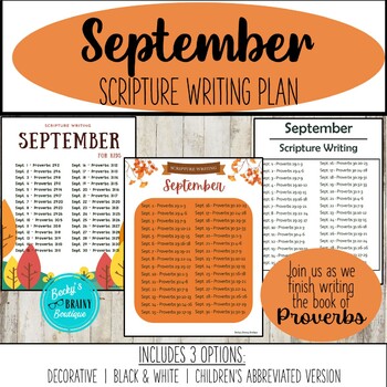 September Scripture Writing Plan - Proverbs by Becky's Brainy Boutique