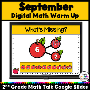 Preview of September Second Grade Digital Math Warm Up For GOOGLE SLIDES