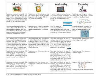 Preview of September Second Grade Homework Calendar Publisher Version