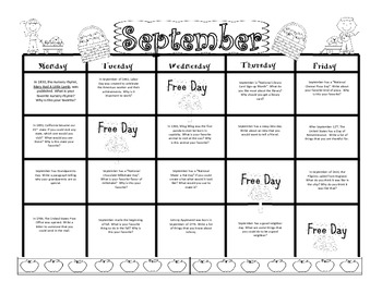 September Second Grade Writing Prompt and Jounral Pages (Common Core ...