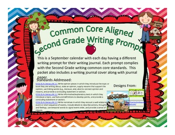 Preview of September Second Grade Writing Prompt and Jounral Pages (Common Core Aligned)