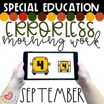 Preview of September Special Education Digital Morning Work-Errorless-Boom Cards™