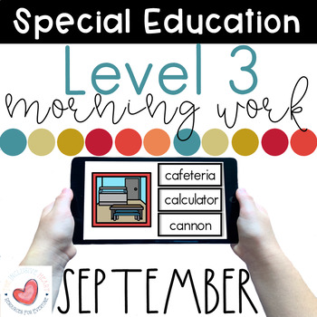 Preview of September Special Education Digital Morning Work- Level 3-Boom Cards™