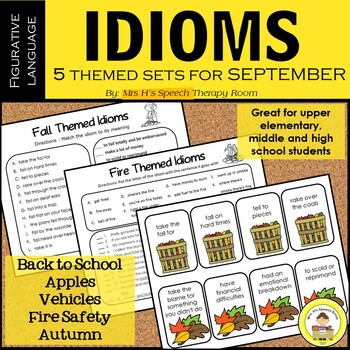 Preview of September Speech Therapy Idioms - Upper Elementary, Middle School,  High School