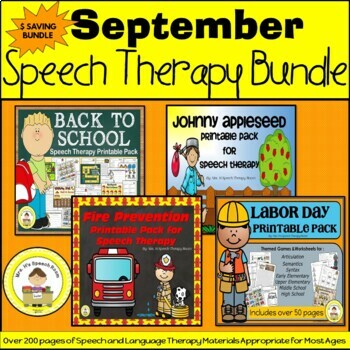 Preview of September Speech Therapy Themed Bundle