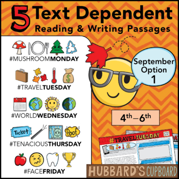 Preview of September Text Dependent Reading - Text Dependent Writing Prompts (Option 1)