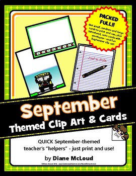 Preview of September Task Cards, Note Cards, Letterhead and Labels—PLUS Clip Art!