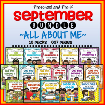 Preview of September Themes BUNDLE of 16- All About Me, Back to School, Health Lesson Plans