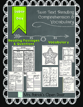 Preview of Twin Text Reading Comprehension and Vocabulary- Labor Day