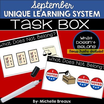 Preview of September Unique Learning Systems Task Box- "What Doesn't Belong" (SPED, Autism)