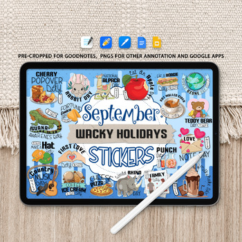 Preview of September Wacky Holidays Digital Stickers, 31 PNG Funny Awareness Sticker