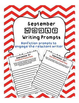 September Wacky Writing Prompts by The Young and the Educated | TpT