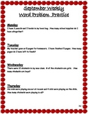 September Weekly Math Word Problem Practice