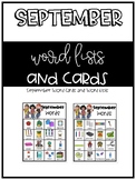 September Word List and Word Wall Cards