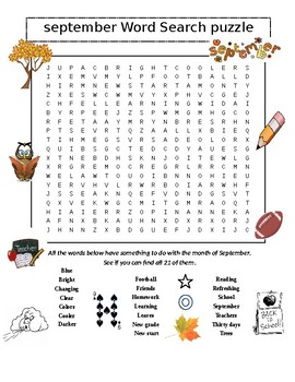 Preview of September Word Search Puzzle