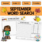 September Word Search Puzzle Worksheet | Fall Word Search 