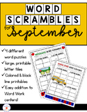 September Word Work: Word Scramble Puzzles
