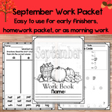 September Work Packet, Monthly Work Packet, Monthly Entry 