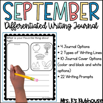 September Writing Journal- 22 NO PREP Differentiated Pages | TPT