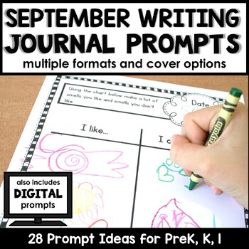 Preview of September Writing Journal Prompts for Preschool and Kindergarten